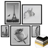 WANDBILDER 5er-Set - 50x50 cm & 20x30 cm & 40x60 cm Schwarzer Rahmen - Abstrakte warme Muster - Schwarz, Kunststoff (40/60cm) - ArtPrintCave