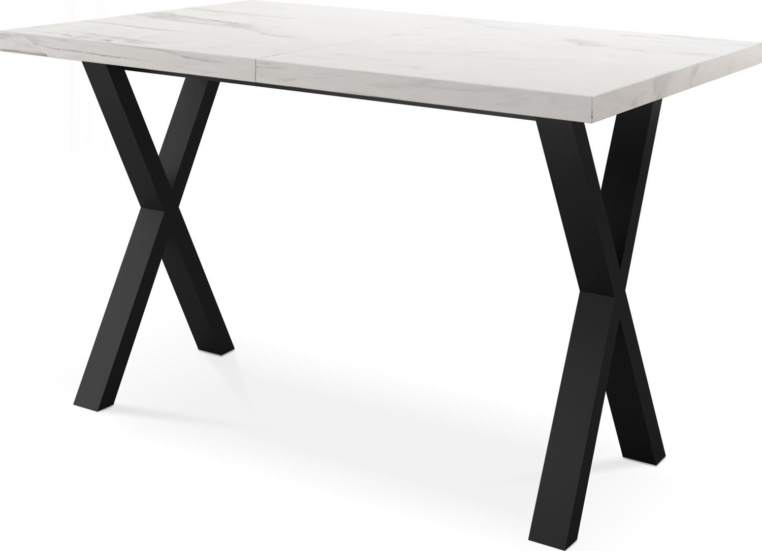 ESSTISCH Blake rechteckig ausziehbar, Marmor Weiß 140-240/80/76 cm - Ecru/Schwarz, Holzwerkstoff/Metall (140/80/76cm) - WFL GROUP