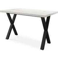 ESSTISCH Blake rechteckig ausziehbar, Marmor Weiß 140-240/80/76 cm - Ecru/Schwarz, Holzwerkstoff/Metall (140/80/76cm) - WFL GROUP