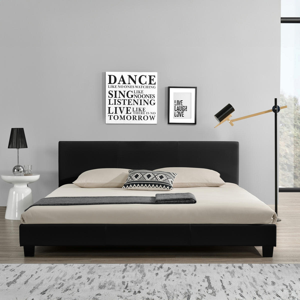 POLSTERBETT Albacete - Schwarz, Textil (180/200cm) - Corium