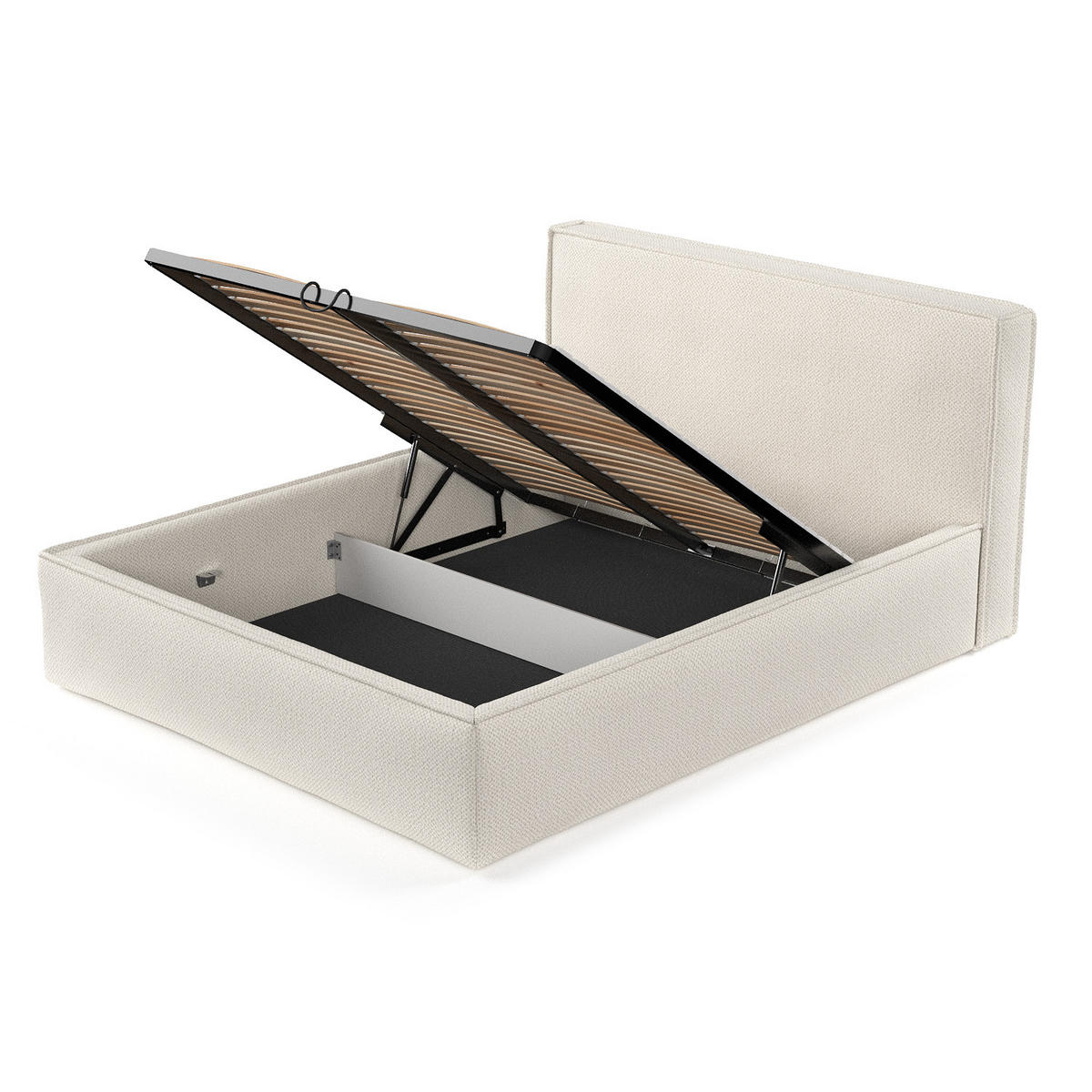 POLSTERBETT Lounge Beige 160/200 cm im Chenille-Stoff - Beige/Schwarz, Holz/Holzwerkstoff (160/200cm) - Maison de Reve