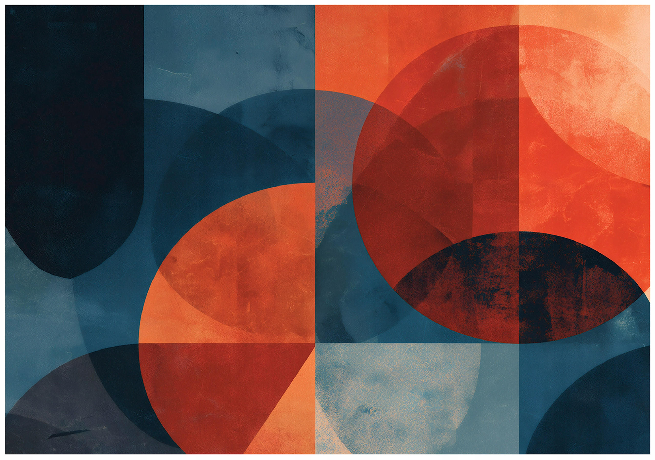 FOTOTAPETE Abstrakt Boho Blau 350x250 cm - Multicolor, Papier (350/250cm) - Wallarena