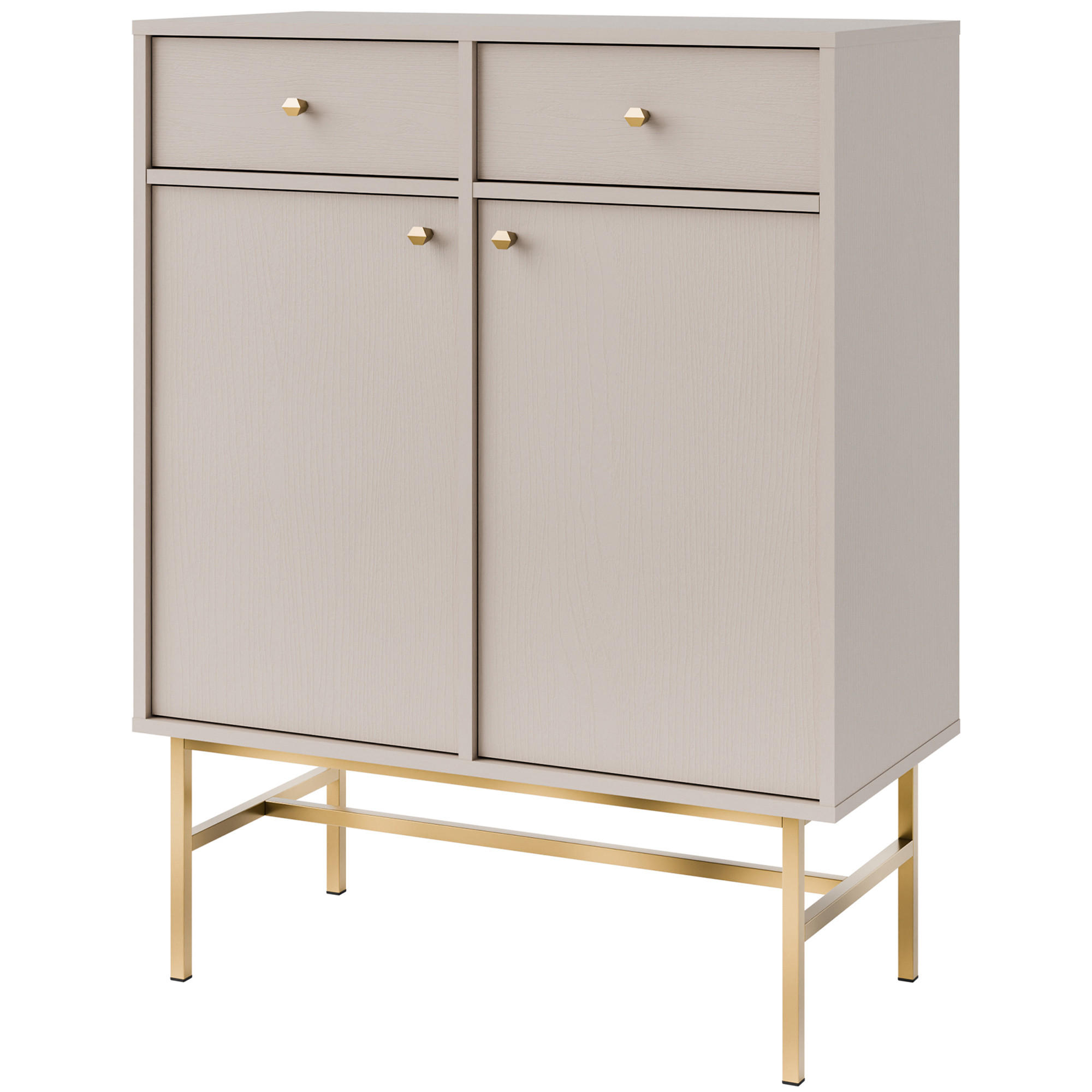 KOMMODE FLOREN, Creme/Gold - Creme, Holzwerkstoff/Metall (83.6/107.5/40.8cm) - KONSIMO®