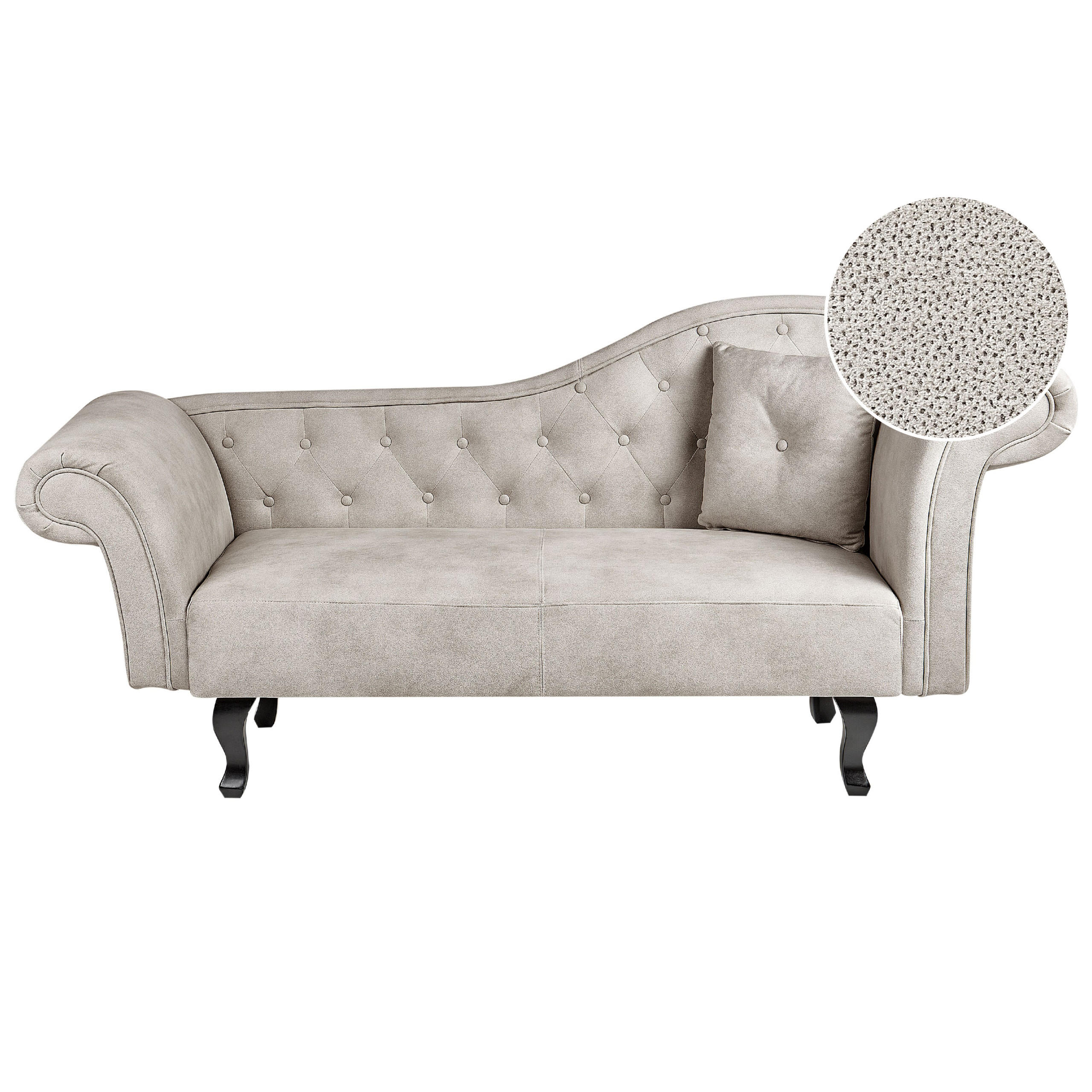 CHAISELONGUE Samtstoff taupe rechts Lattes - Beige/Dunkelbraun, Textil (192/81/59cm) - Beliani