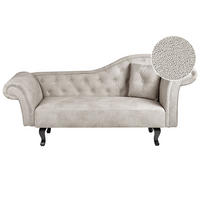 CHAISELONGUE Samtstoff taupe rechts Lattes - Beige/Dunkelbraun, Textil (192/81/59cm) - Beliani