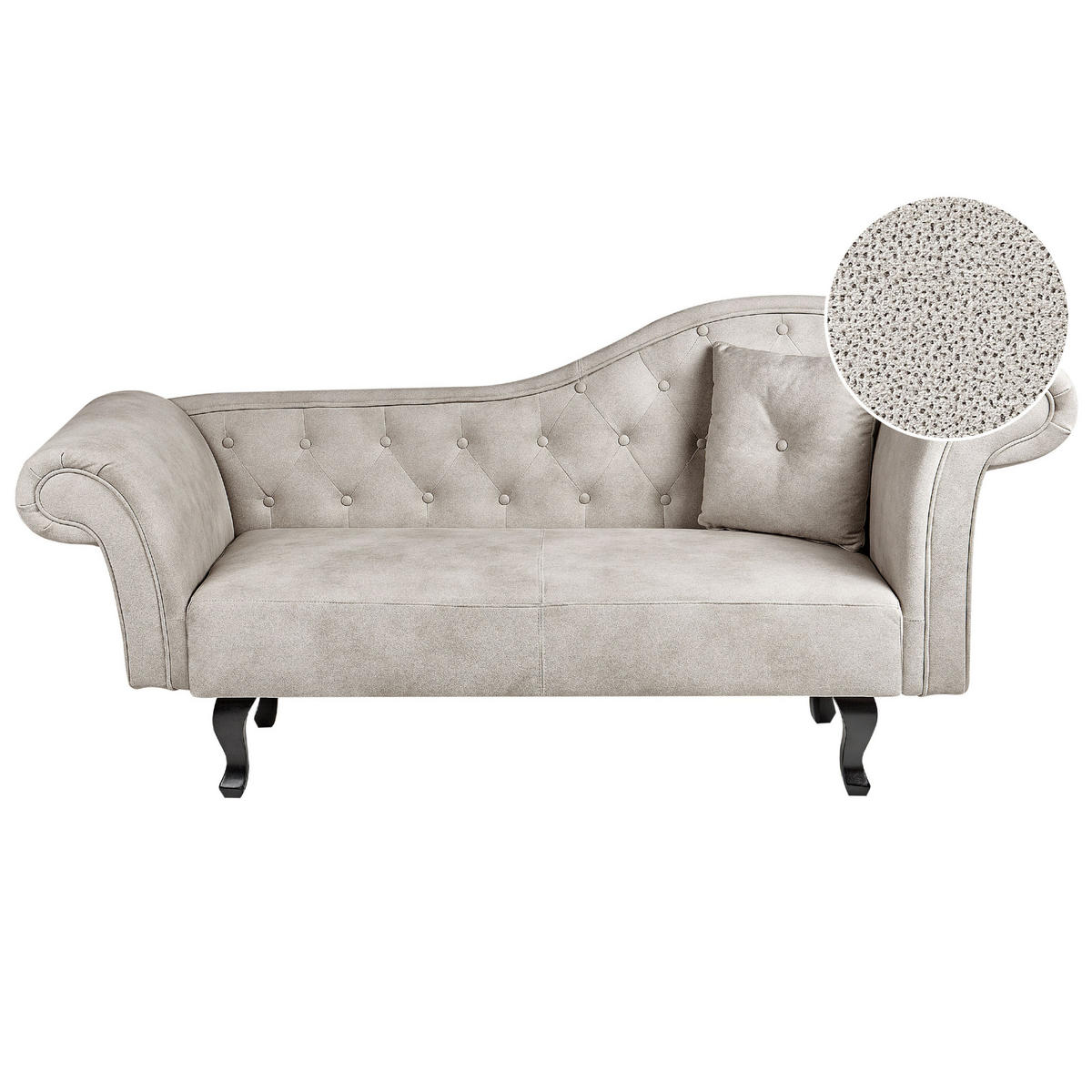 CHAISELONGUE Samtstoff taupe rechts Lattes - Beige/Dunkelbraun, Textil (192/81/59cm) - Beliani
