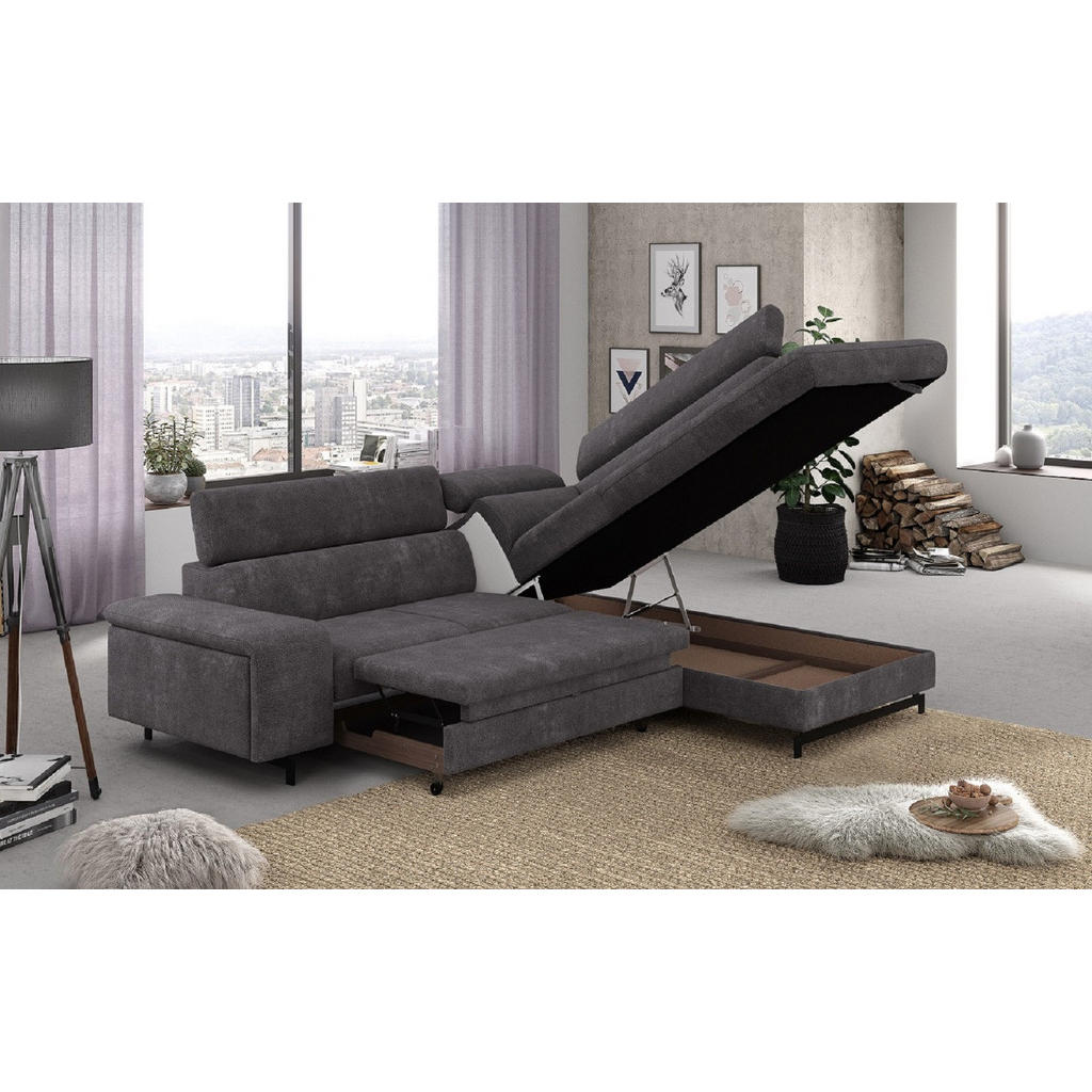 Thumbnail - Cotta Ecksofa, Graphit, Textil, Echtholz,Fichte, 4-Sitzer, Ottomane rechts,L-Form, 262x215 cm, Wohnzimmer, Sofas & Couch...