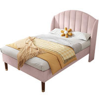 POLSTERBETT 90/200 cm aus Samt mit Lattenrost und hohem Kopfteil Rosa - Rosa, Textil (90/200cm) - Modenvie