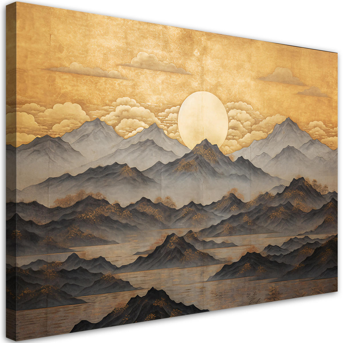 WANDBILD ai goldene berglandschaft - Gelb, Textil (60/40cm) - Feeby