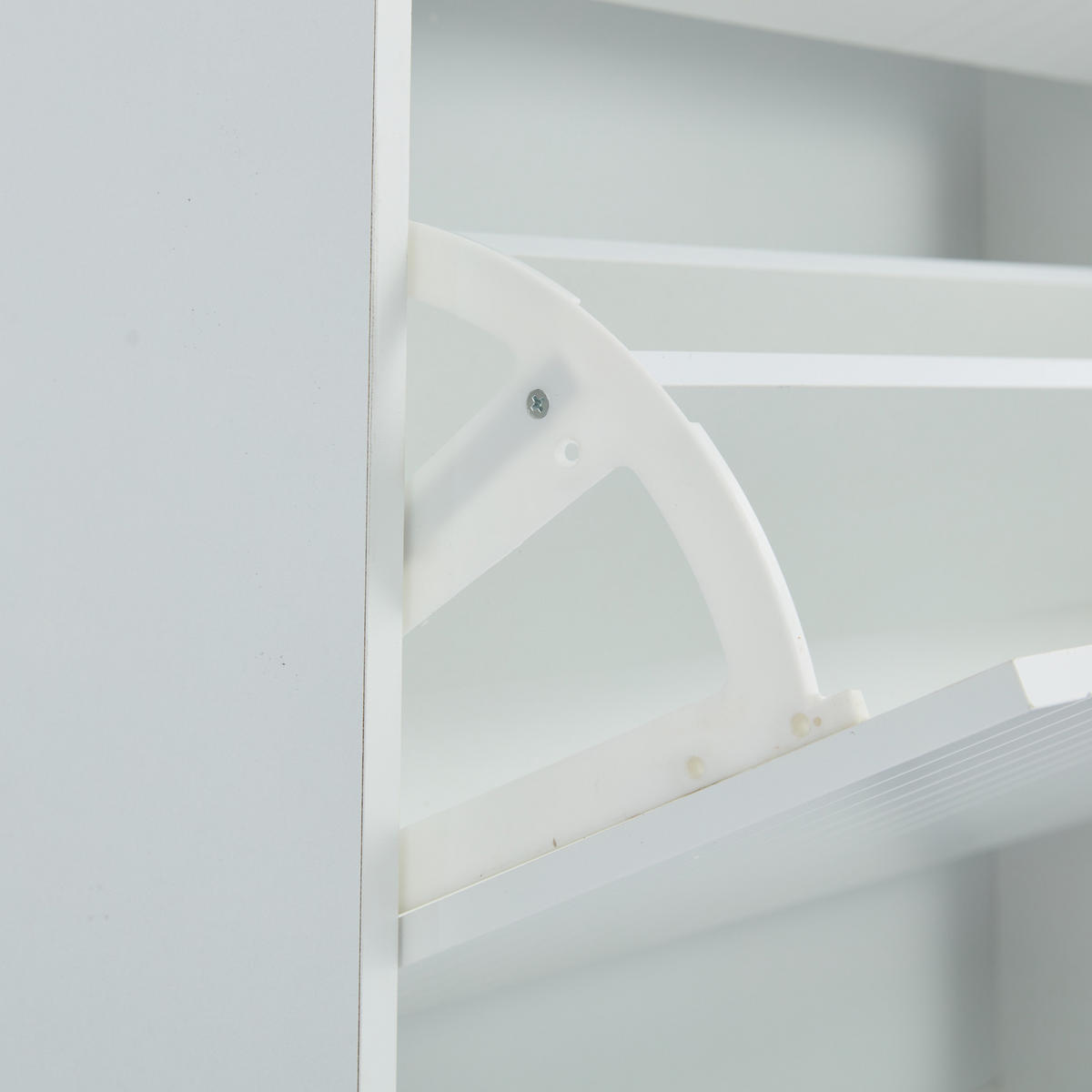 SCHUHSCHRANK aus MDF 80x23x123.5cm in Weiß mit 3 Klappen - Weiß, Holzwerkstoff (80/123.5/23cm) - Modfu