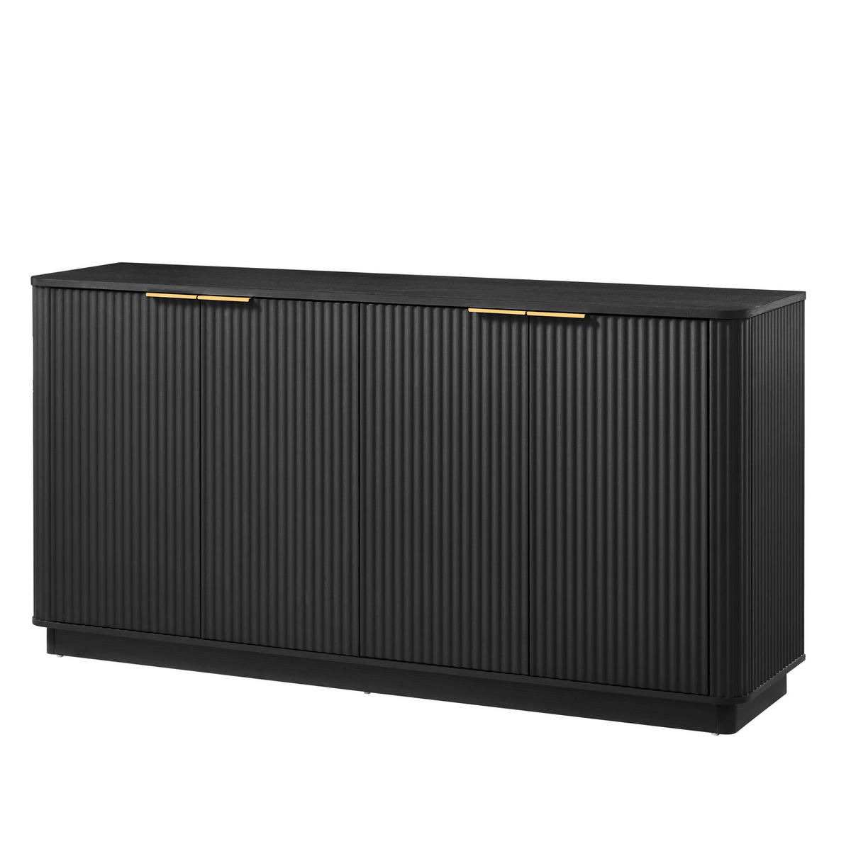 SIDEBOARD z MDF, 160/40/80 cm, černý, 4dveřový s úložným prostorem - černá, kompozitní dřevo (160/80/40cm) - BEAOK