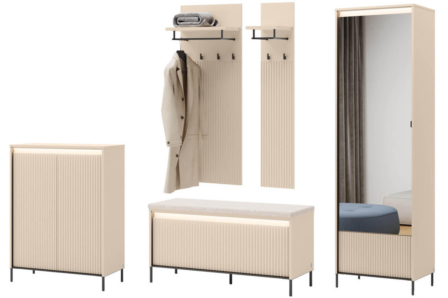 GARDEROBE TREND - Beige/Schwarz, Holzwerkstoff (245/210/40cm) - Meblini