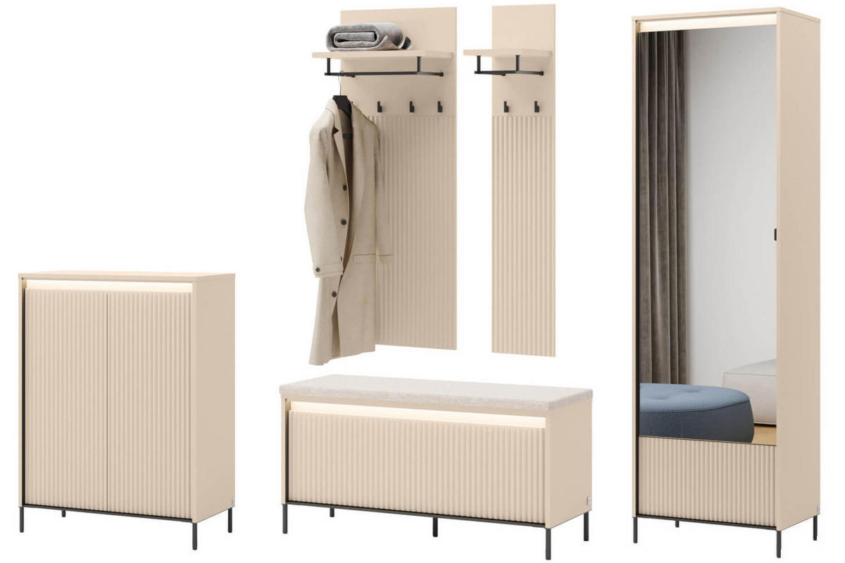 GARDEROBE TREND - Beige/Schwarz, Holzwerkstoff (245/210/40cm) - Meblini