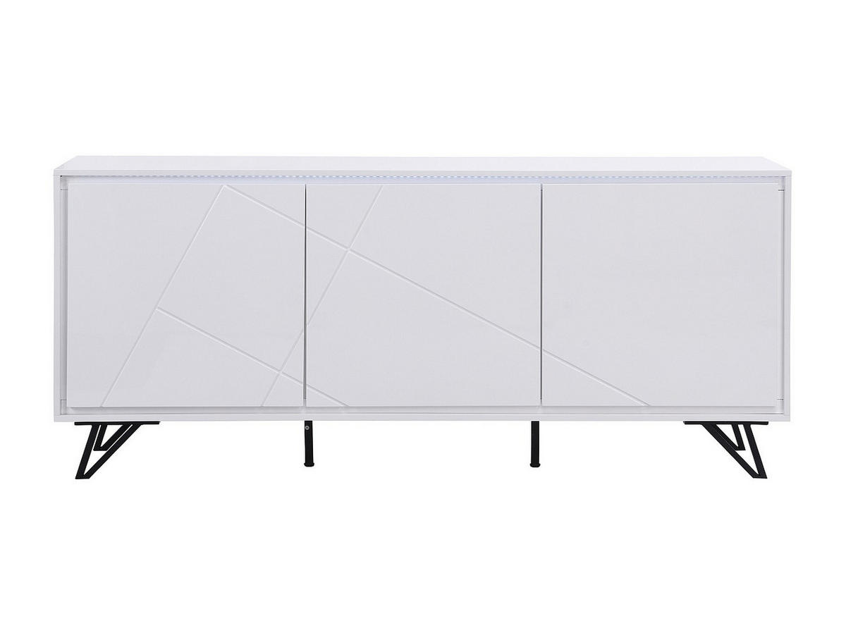 SIDEBOARD 3 Türen - Mit LED-Beleuchtung - MDF - Weiß lackiert - SALIANO - Weiß, Holz (180/77/40cm) - Vente-Unique