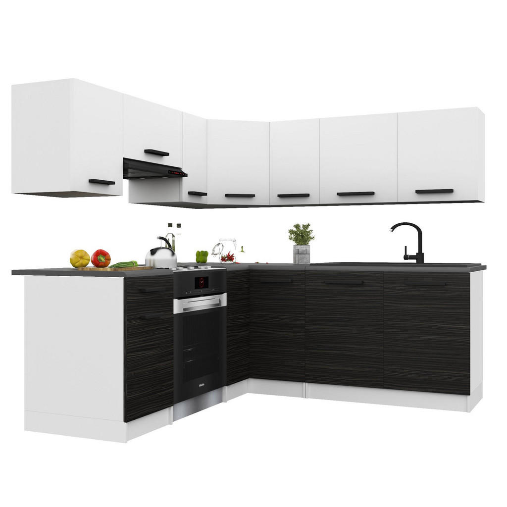B BELINI GROUP KUCHYŇSKÁ LINKA Italia 6 360 cm, s pracovními deskami, Bílo-ebenová