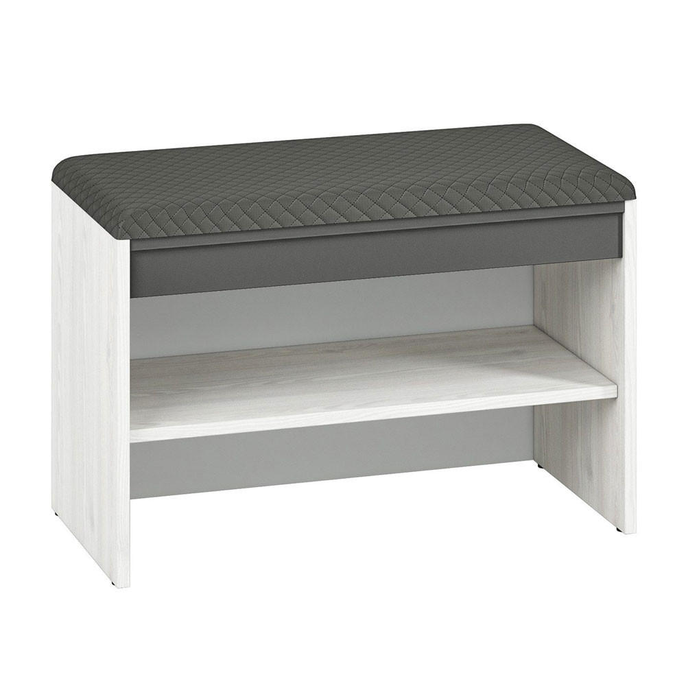 SITZBANK Hyga weiß / anthrazit 70 / 34 / 47cm - Anthrazit/Weiß, Holz/Holzwerkstoff (70/47/34cm) - Feldmann-Wohnen