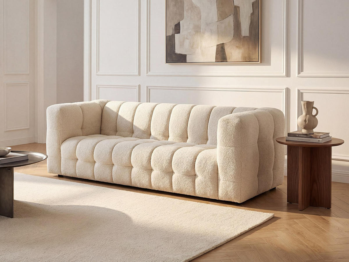 SOFA - 3 Personen - stoff - weiß Lerici - Weiß, Holz/Textil (213/72/89cm) - Vente-Unique