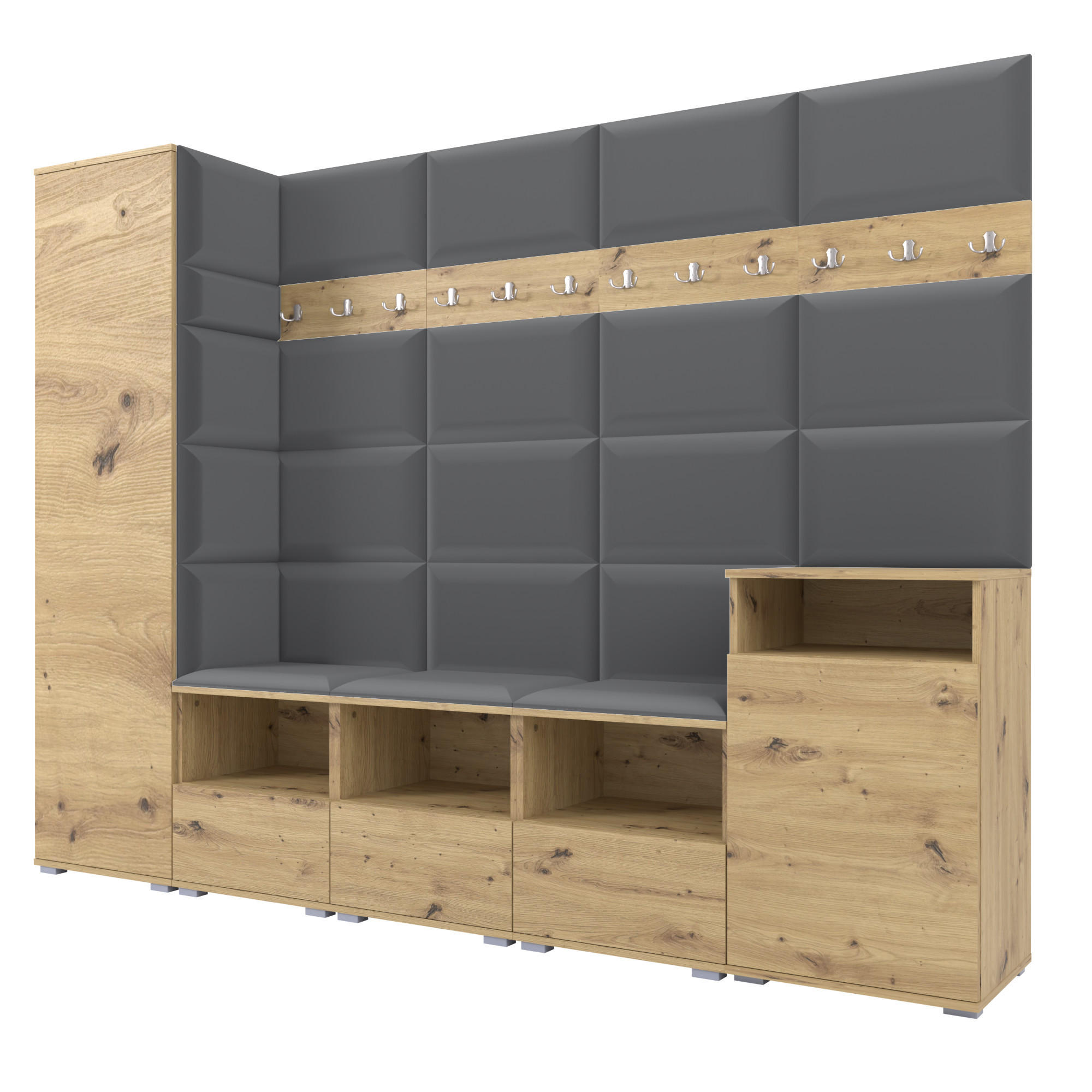 Ravio Garderobe Eiche Artisan, Dunkelgrau 250x187x40 cm