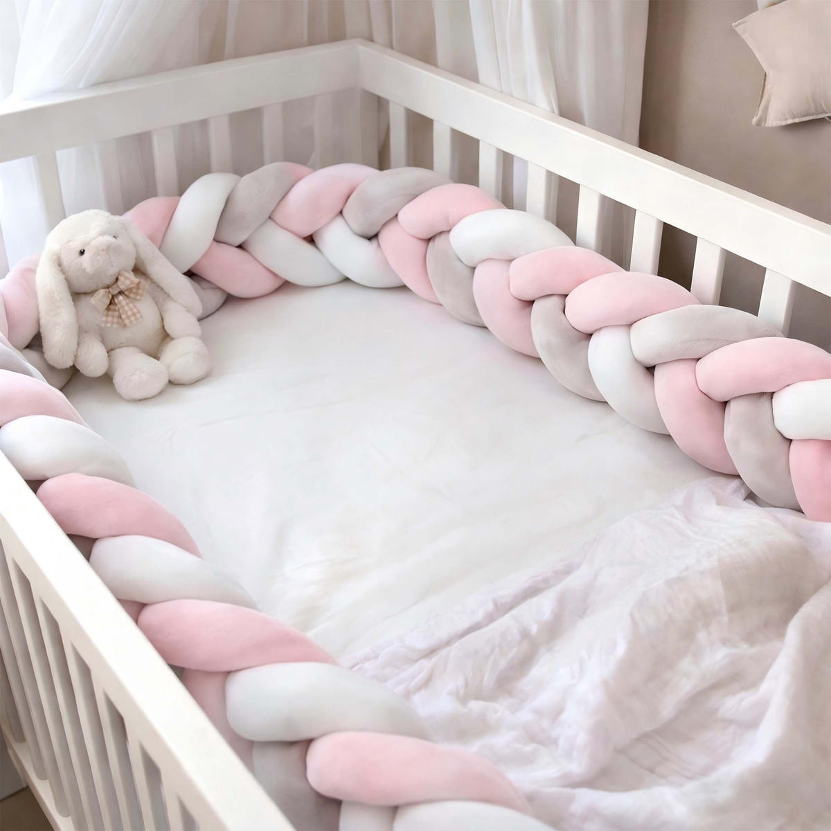 MANTINEL Šedý Růžový pletený - různobarevná, textil/plast (10/220cm) - Relaxdays