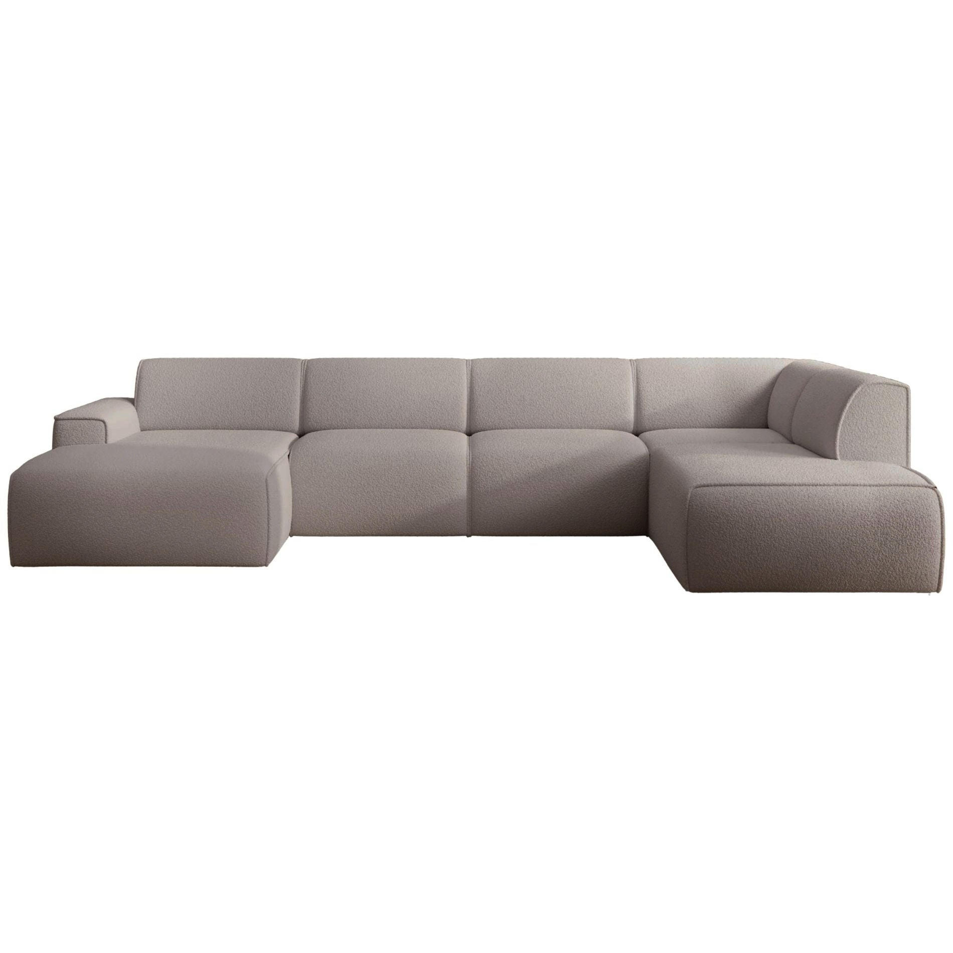 WOHNLANDSCHAFT Bouvi Graubraun rechts - Graubraun/Schwarz, Kunststoff/Textil (220/378cm) - Selsey