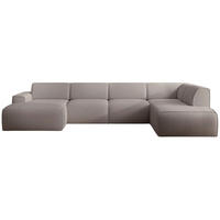 WOHNLANDSCHAFT Bouvi Graubraun rechts - Graubraun/Schwarz, Kunststoff/Textil (220/378cm) - Selsey