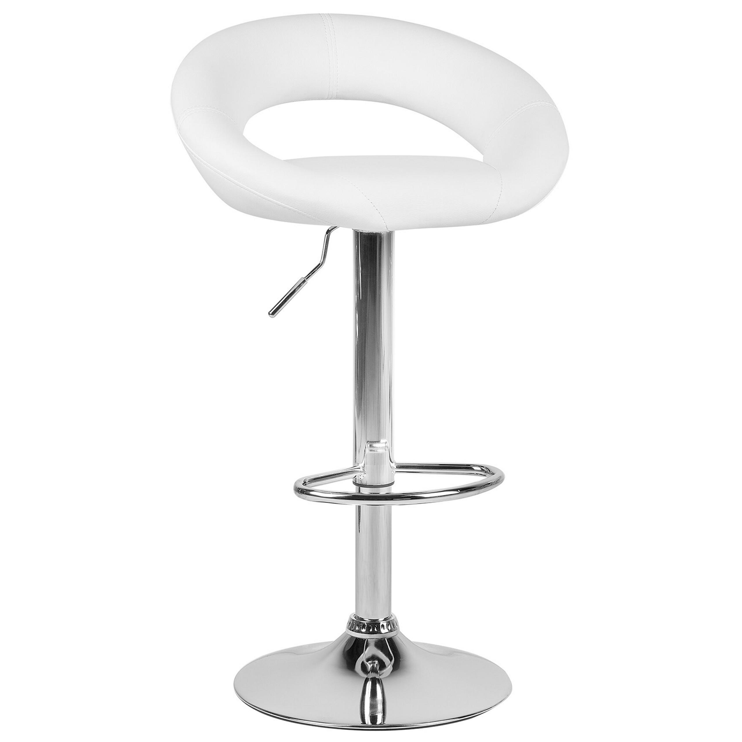 BARHOCKER 2er-Set Kunstleder Weiß Peoria - Weiß, Textil/Metall (54/101/40cm) - Beliani
