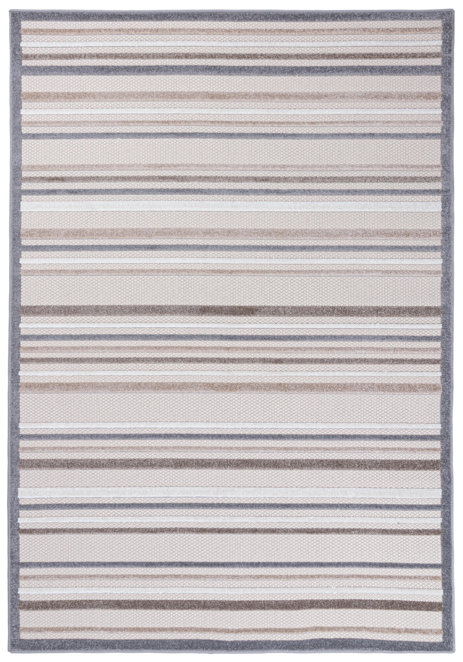TEPPICH In-Outdoor Beige Abstract, Streifen - Kurzflor Rechteckig Creme - 160 x 230 cm - Beige/Blaugrau, Textil (160/230cm) - Mazovia