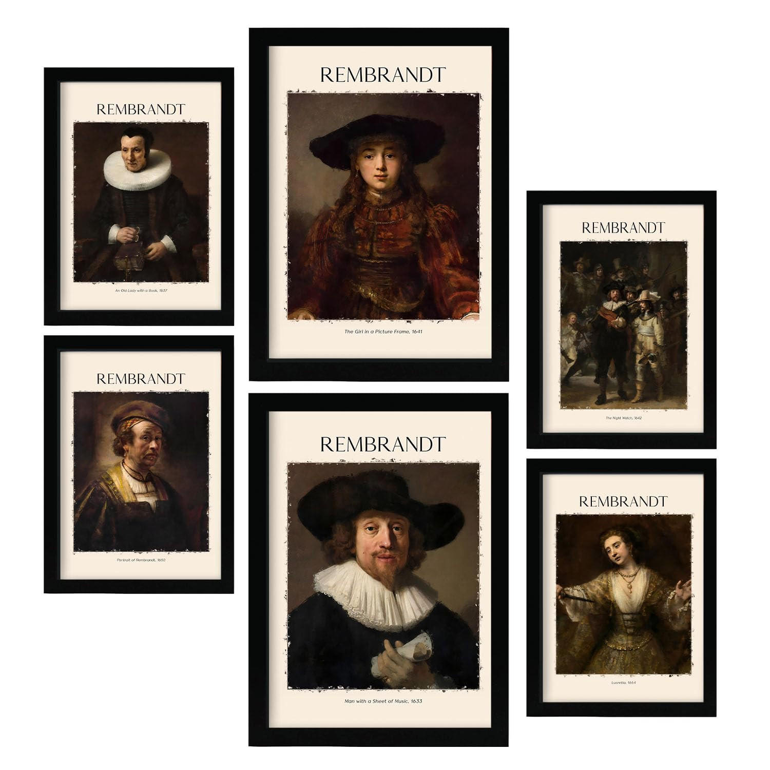 POSTER Set Mit 6 Rembrandt Malergalerie A3 & A4 Rahmenlos - Klar, Papier (29/3cm) - Nacnic