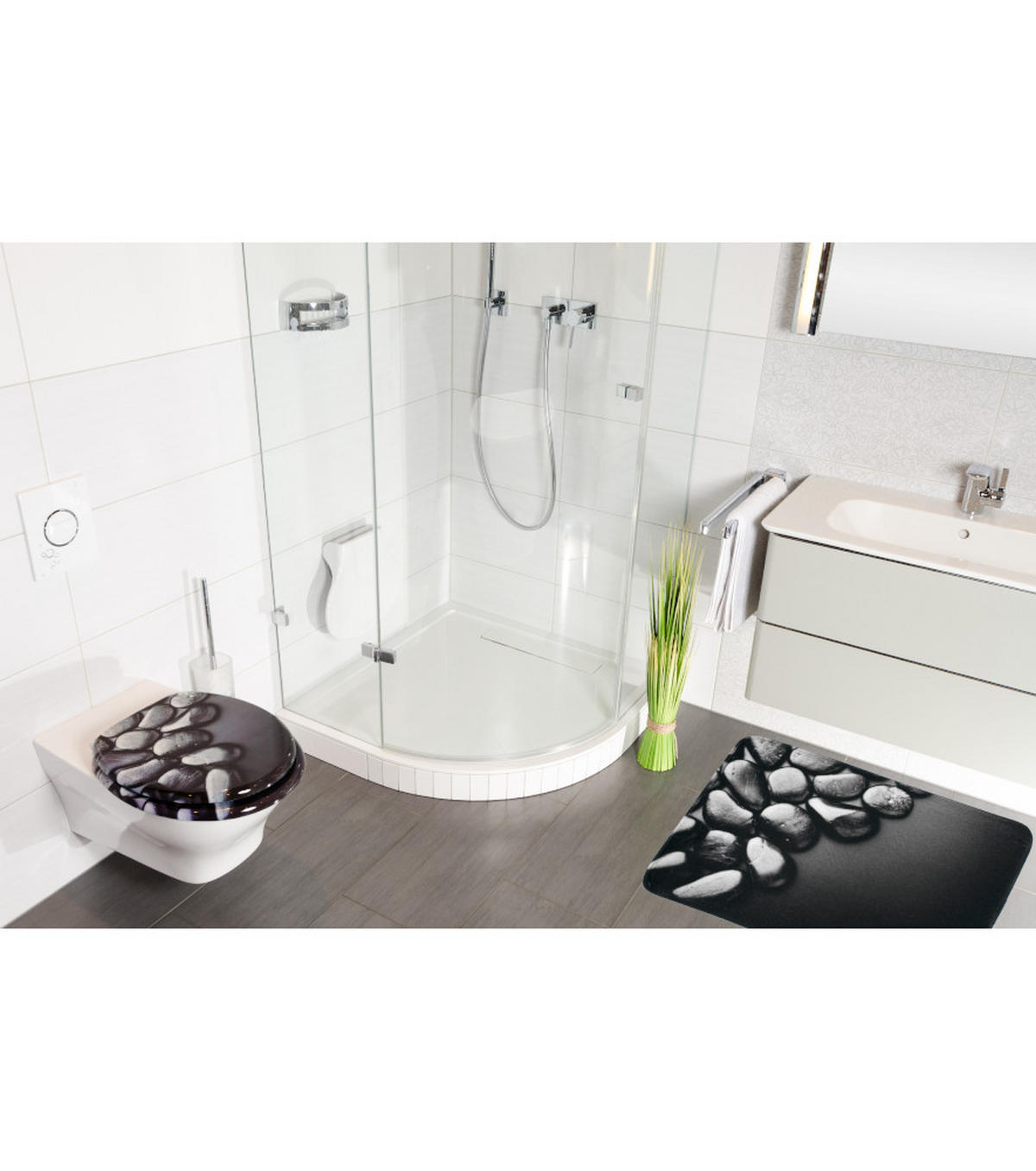 BADTEPPICH Hot Stones 70 x 110 cm - Grau, Textil (70/110cm) - Sanilo