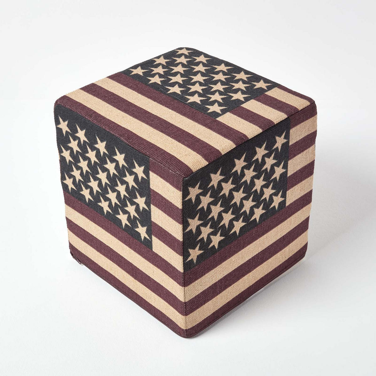 SITZWÜRFEL Stars & Stripes im Vintage-Stil, 36/36/38 cm - Dunkelblau, Textil (36/38/36cm) - Homescapes