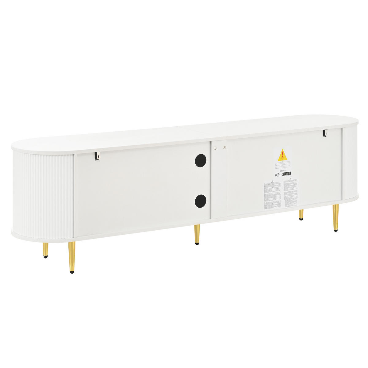 LOWBOARD DE-40161 mit Wellenstruktur und Aluminiumgriffen Weiß - Weiß, Holzwerkstoff (180/53/40cm) - ComfortXL