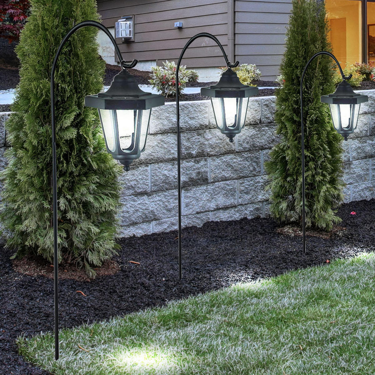 LED AUSSENLEUCHTE Stahl Schwarz 3er Set - Schwarz, Kunststoff/Metall (17.5/17/79cm)