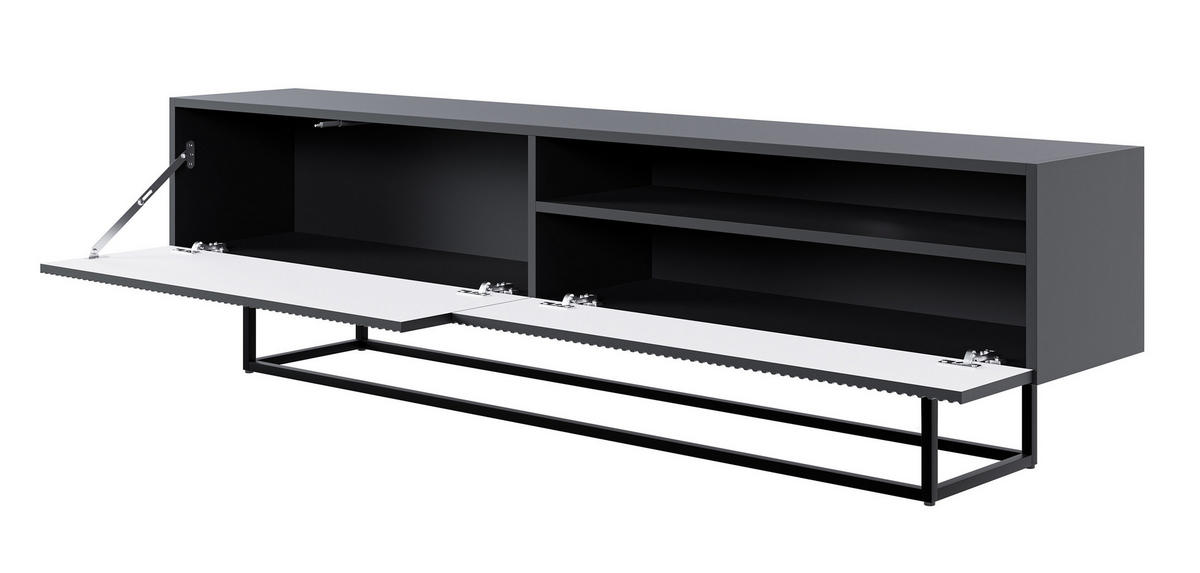 TV-SCHRANK Veldio Schwarz mit offenem Fach 175 cm - Schwarz, Holzwerkstoff/Metall (175/46.5/31.6cm) - Selsey