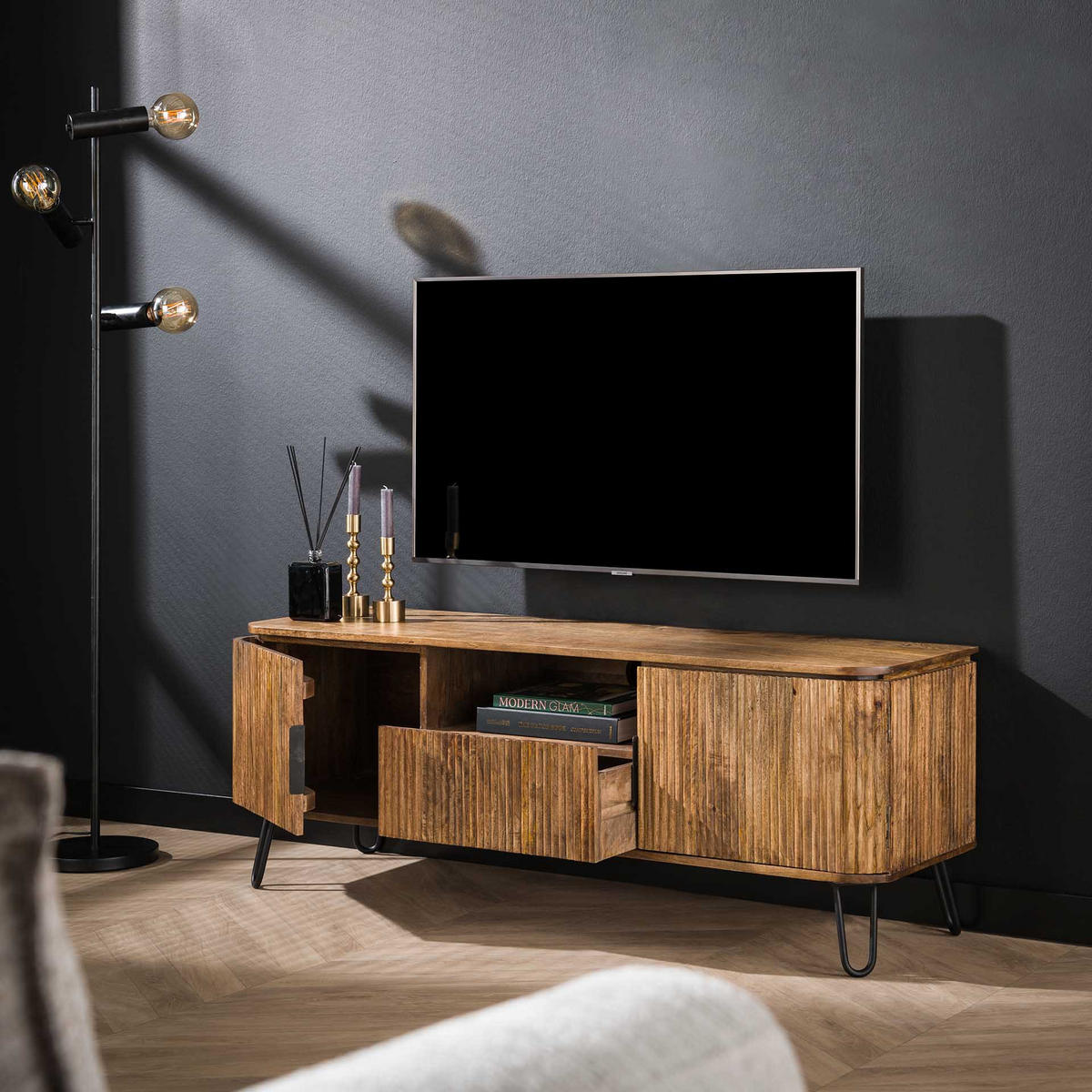 TV-MÖBEL Wave Braun/Schwarz 40/135/50 cm - Braun, Holz (135/50/40cm) - Hoyz Collection