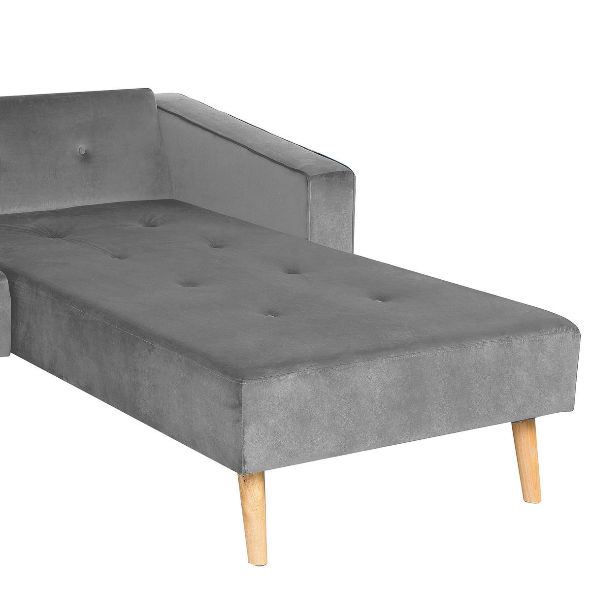 ECKSOFA Samtstoff Grau Vadso - Grau, Textil (303/98cm) - Beliani