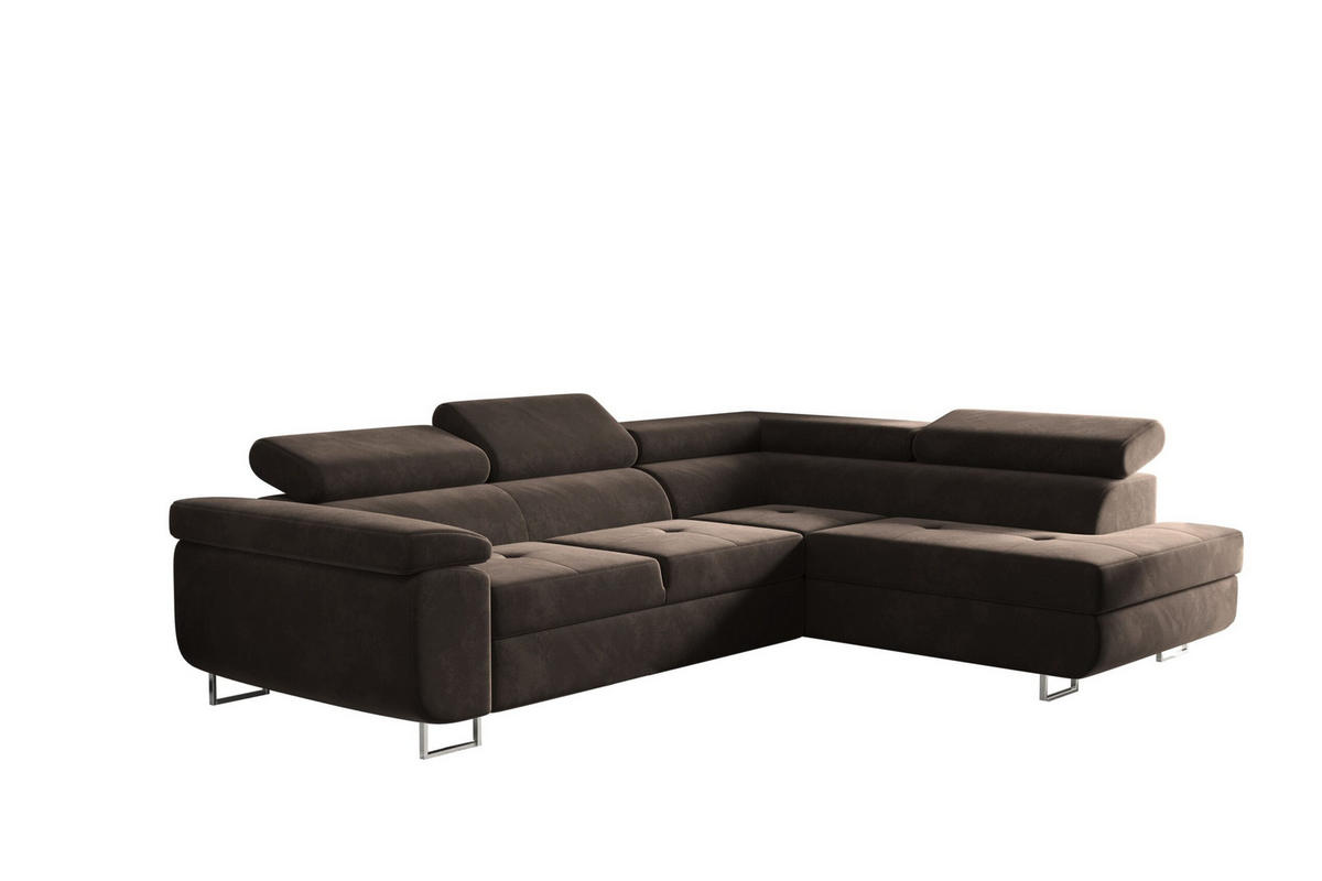 ECKSOFA mit Schlaffunktion und Bettkasten ATOM Dunkelbraun Rechts - Dunkelbraun, Holz/Textil (275/202cm) - Kaiser Möbel