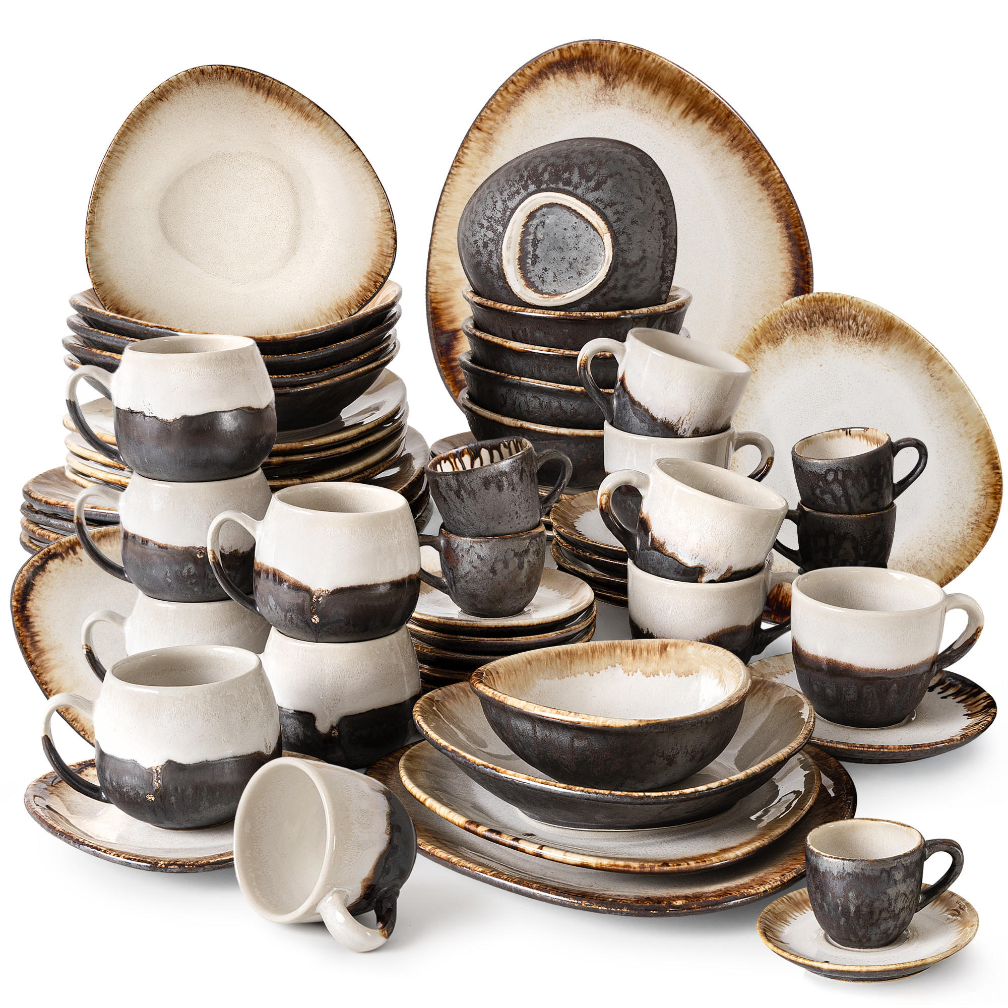 GESCHIRRSET PRIMA, 6-Personen, 60-tlg, Hellbeige - Beige, Keramik (30/2.4/28cm) - KONSIMO®