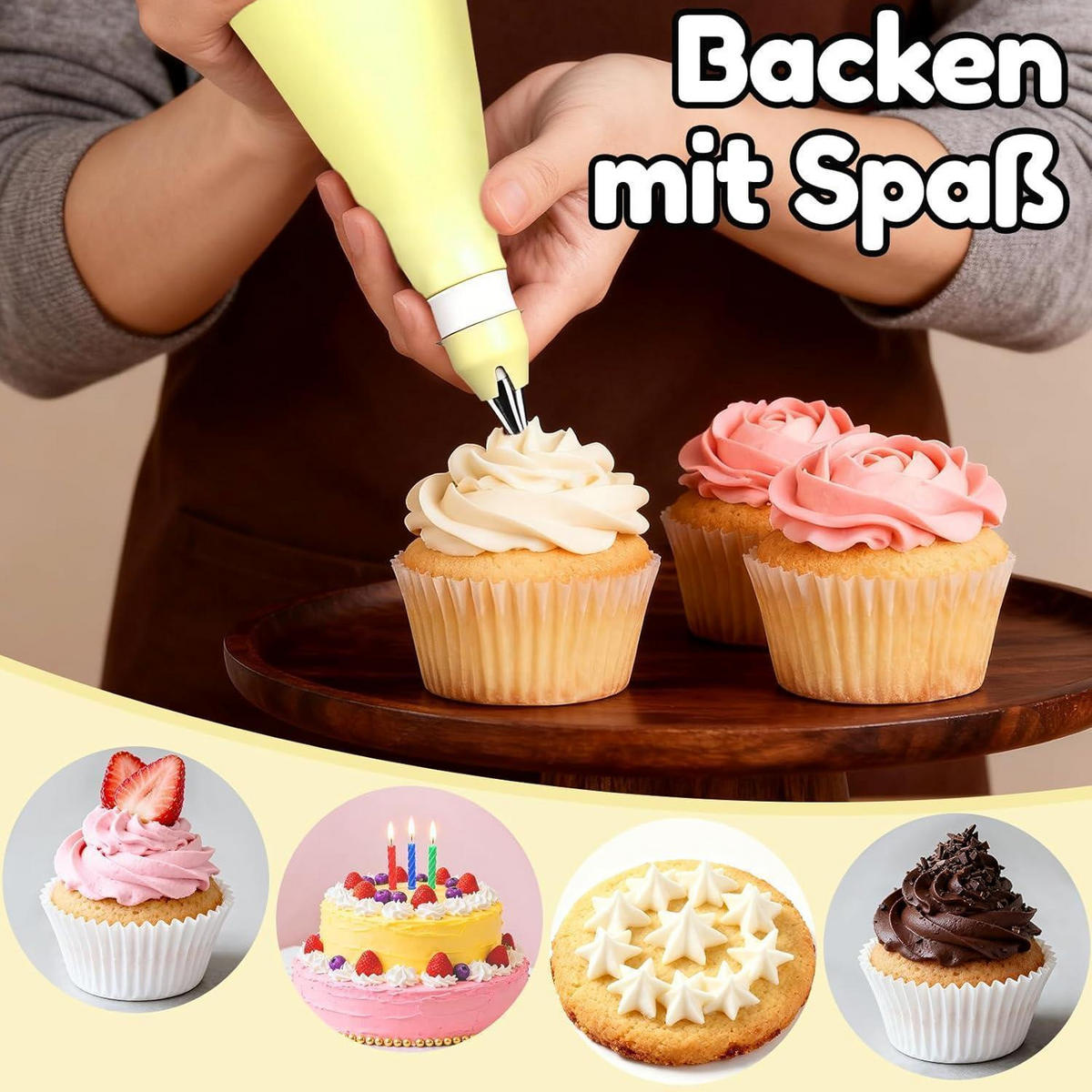 SPRITZBEUTEL Set 30-teilig mit Edelstahl-Tüllen - Gelb, Kunststoff (17/3.4/39.5cm)