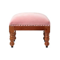 SAMT-HOCKER Mable, rosa mit Holzbeinen, 50/30/40 cm - Rosa, Textil (30/40/50cm) - Homescapes