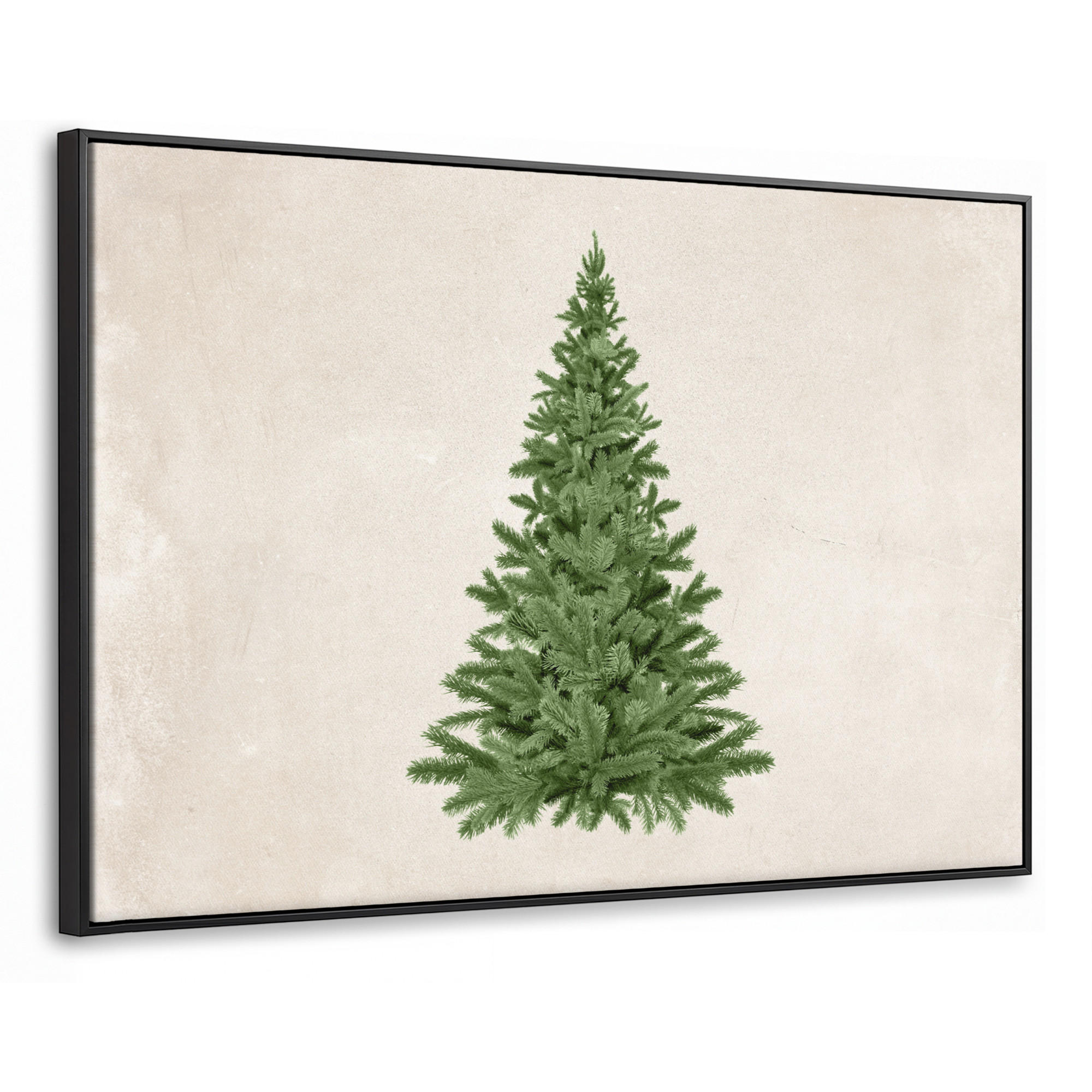 LEINWAND Bilder mit Rahmen - Weihnachtsbaum - Grün - Weihnachten - Feiertage - 140x90 - Olivgrün, Textil (140/90cm) - MuchoWow