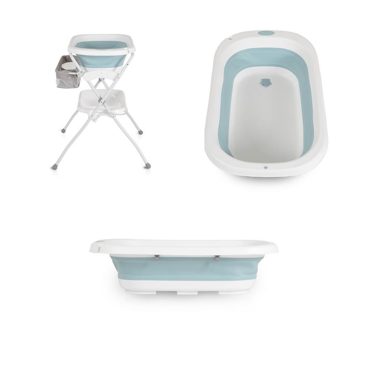 BABYWANNE Wickeltisch Como 2 in 1 blau faltbar, Wickelauflage, Zubehörfach - Blau, Kunststoff (85/72cm) - Cangaroo
