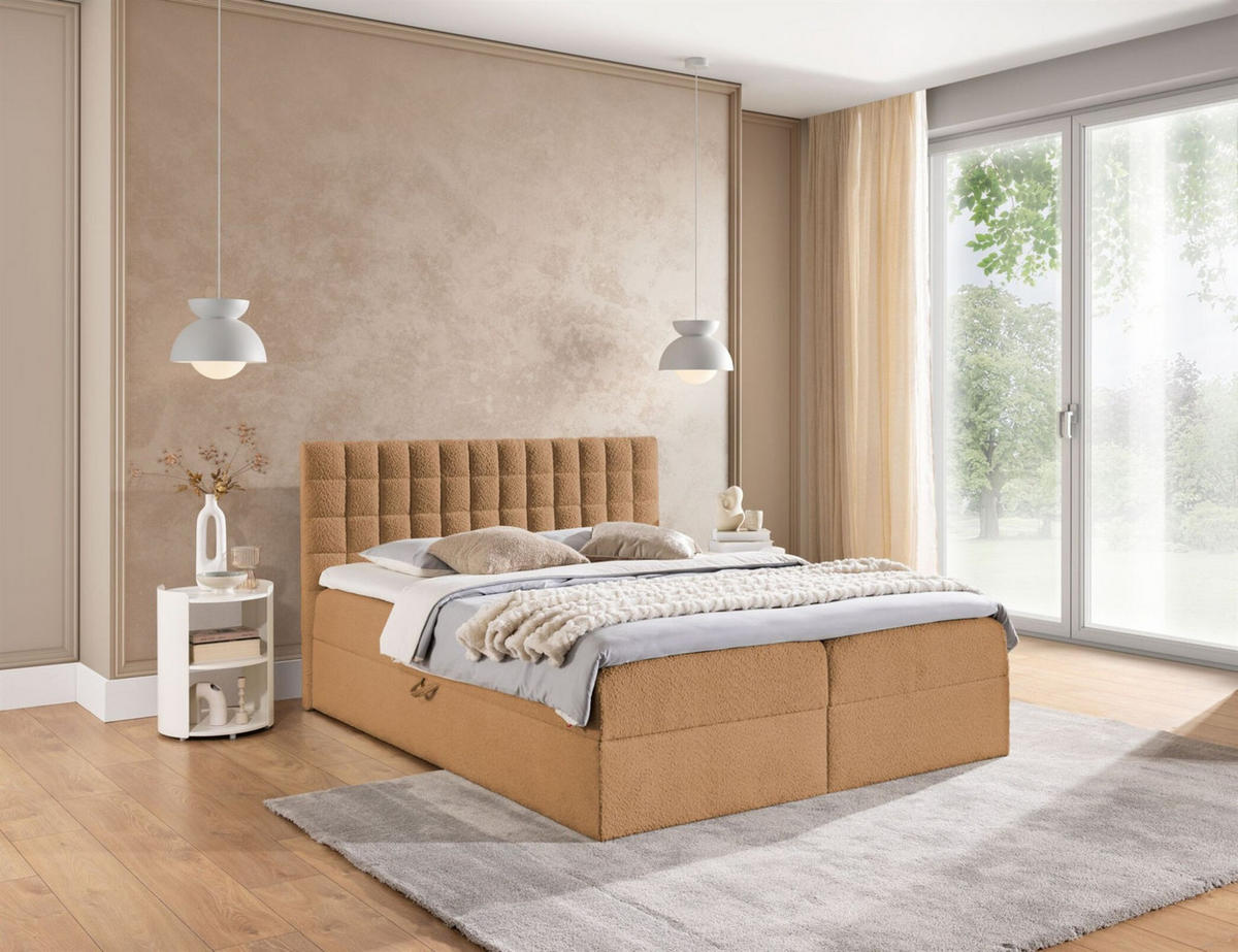 BOXBETT Toribo Premium - Aubergine, Holzwerkstoff/Textil (140/220cm) - Fun Möbel