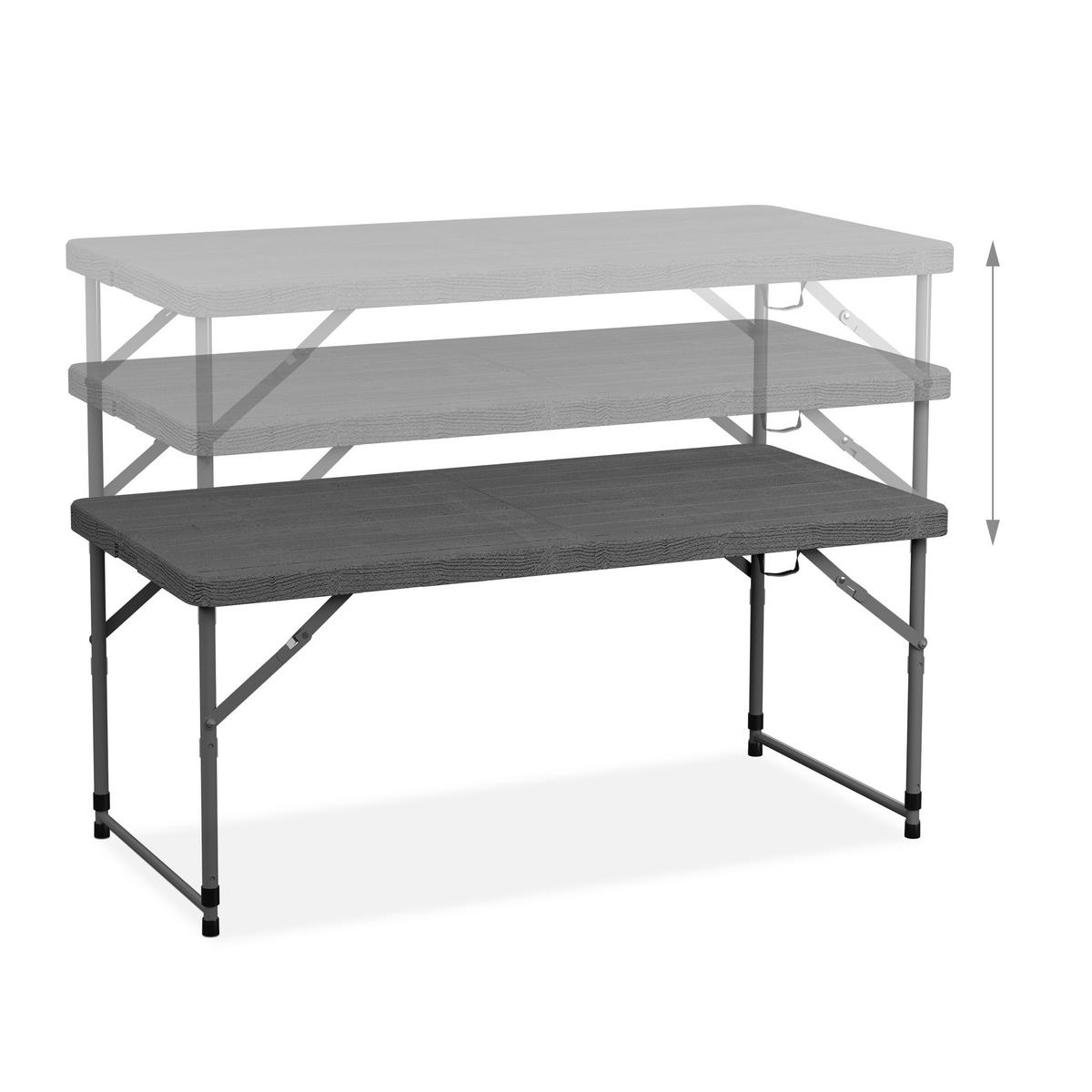 GARTENTISCH - Grau, Kunststoff/Metall (60/120/74cm) - Relaxdays