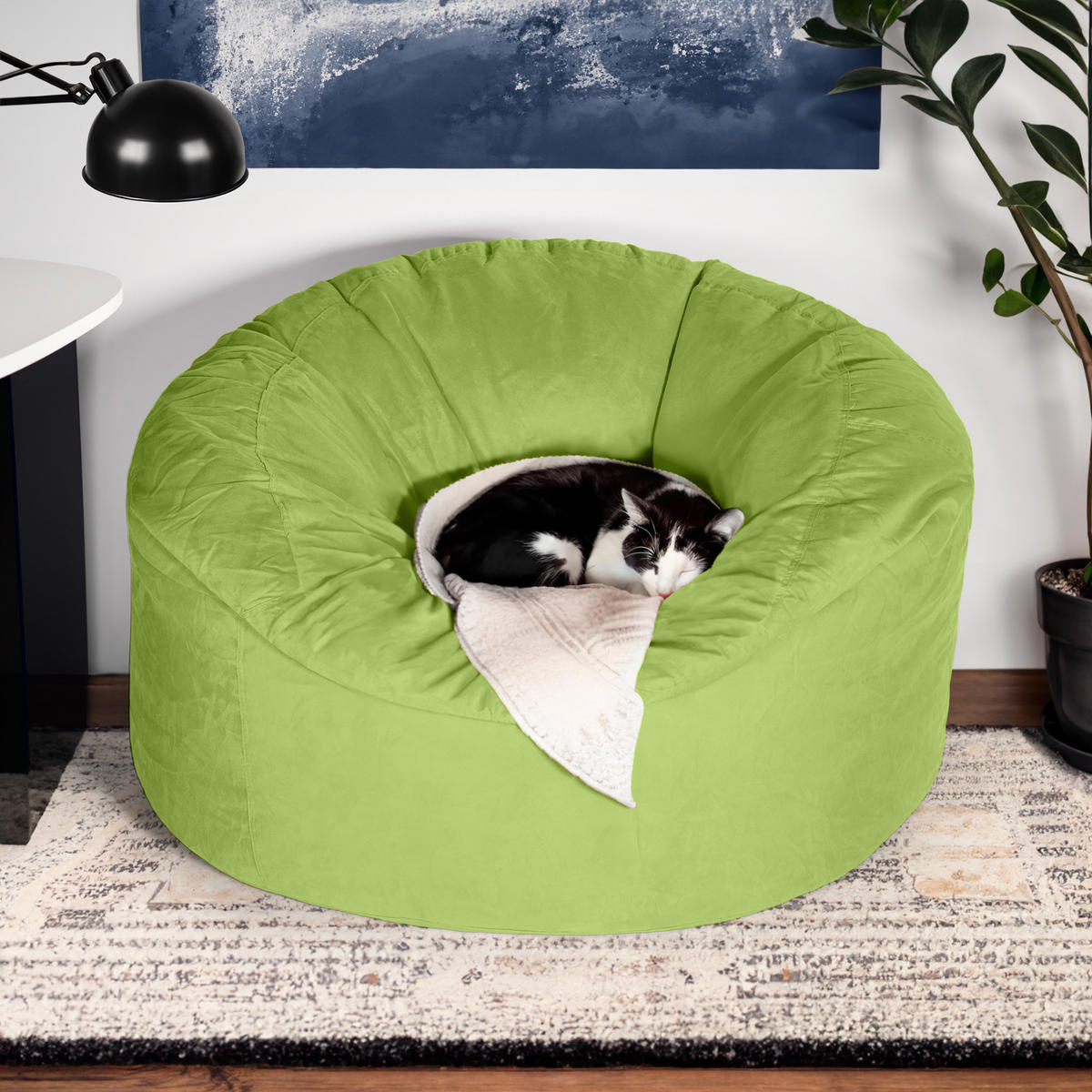 RIESEN-SITZSACK XXL JUMBO Velours 4ft - Grün, Textil (120/70/120cm) - Green Bean