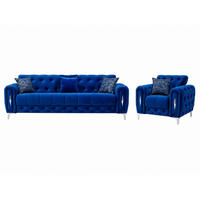 SITZGARNITUR Patna, Blau Stellvariante 3+1 - Blau, Holzwerkstoff/Kunststoff (245/80/100cm)