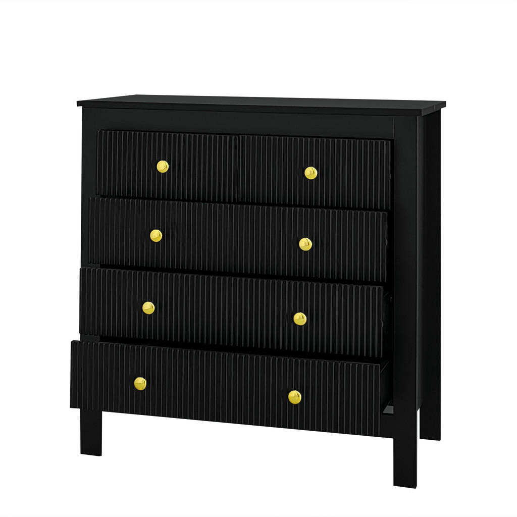 STILVORA KOMODA v černé barvě se speciálními dvířky a 5 zásuvkami, 79×39,5×80,5 cm