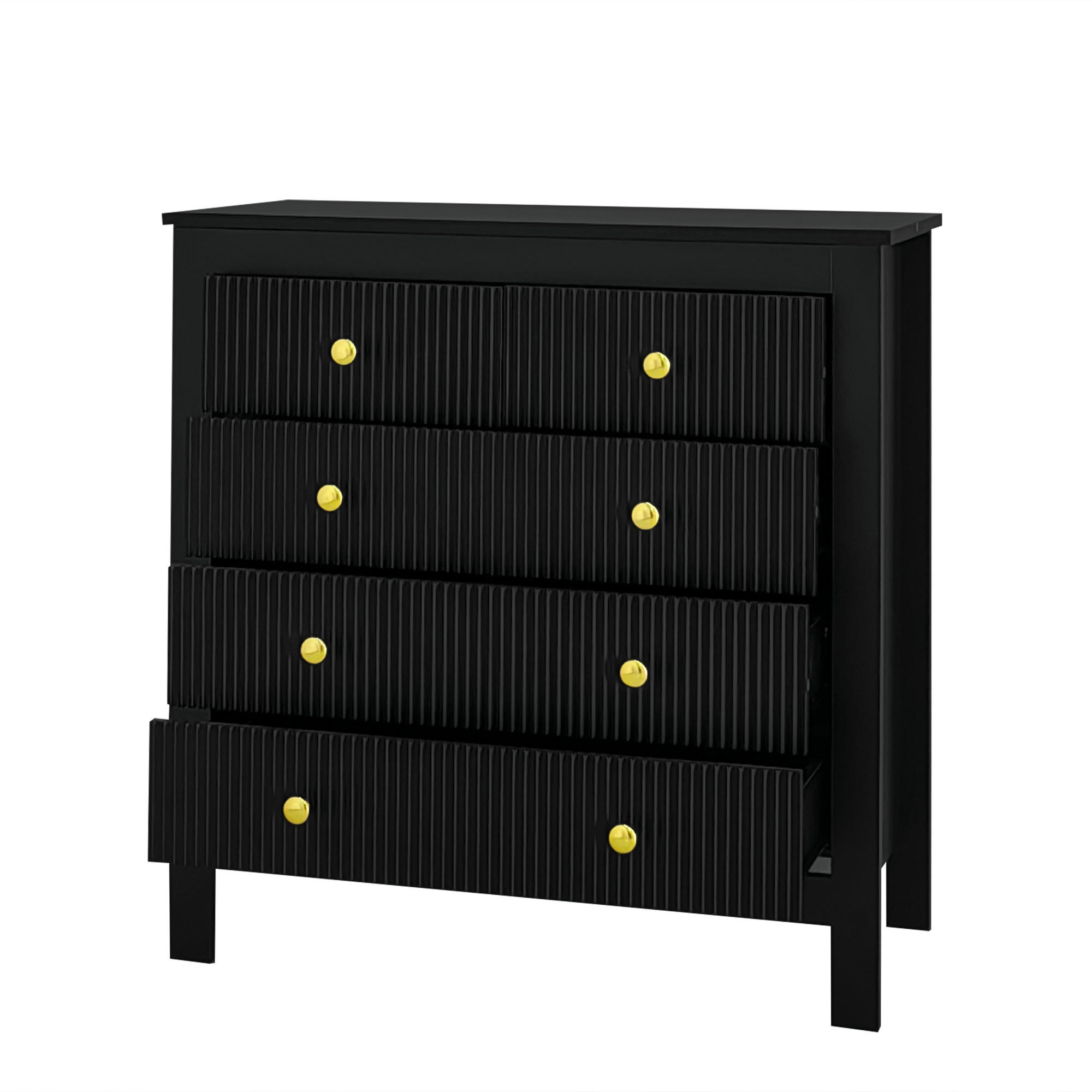 KOMMODE in Schwarz mit Spezialtüren und 5 Schubladen für Wohnzimmer, B79/T39.5/H80.5 cm - Schwarz, Holzwerkstoff (79/80.05/39.5cm) - STILVORA