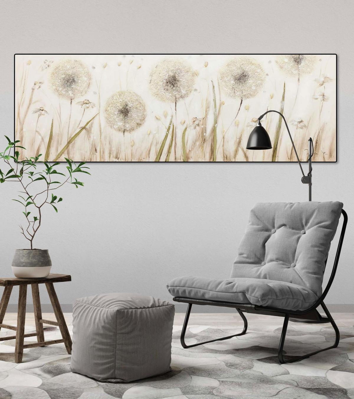 ACRYLBILD HANDGEMALT 150/50 cm - Beige, Holz/Textil (150/50cm) - KUNSTLOFT