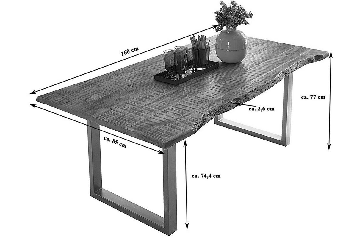 ESSTISCH JULIA - Beige/Schwarz, Holz/Metall (85/160/77cm) - SAM