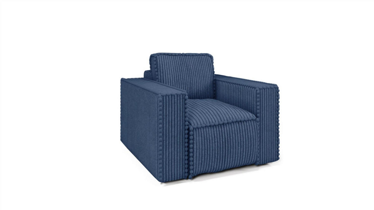 SOFASET Vajana 3-2-1 - Dunkelblau, Holzwerkstoff/Textil (240/86/102cm) - Fun Möbel